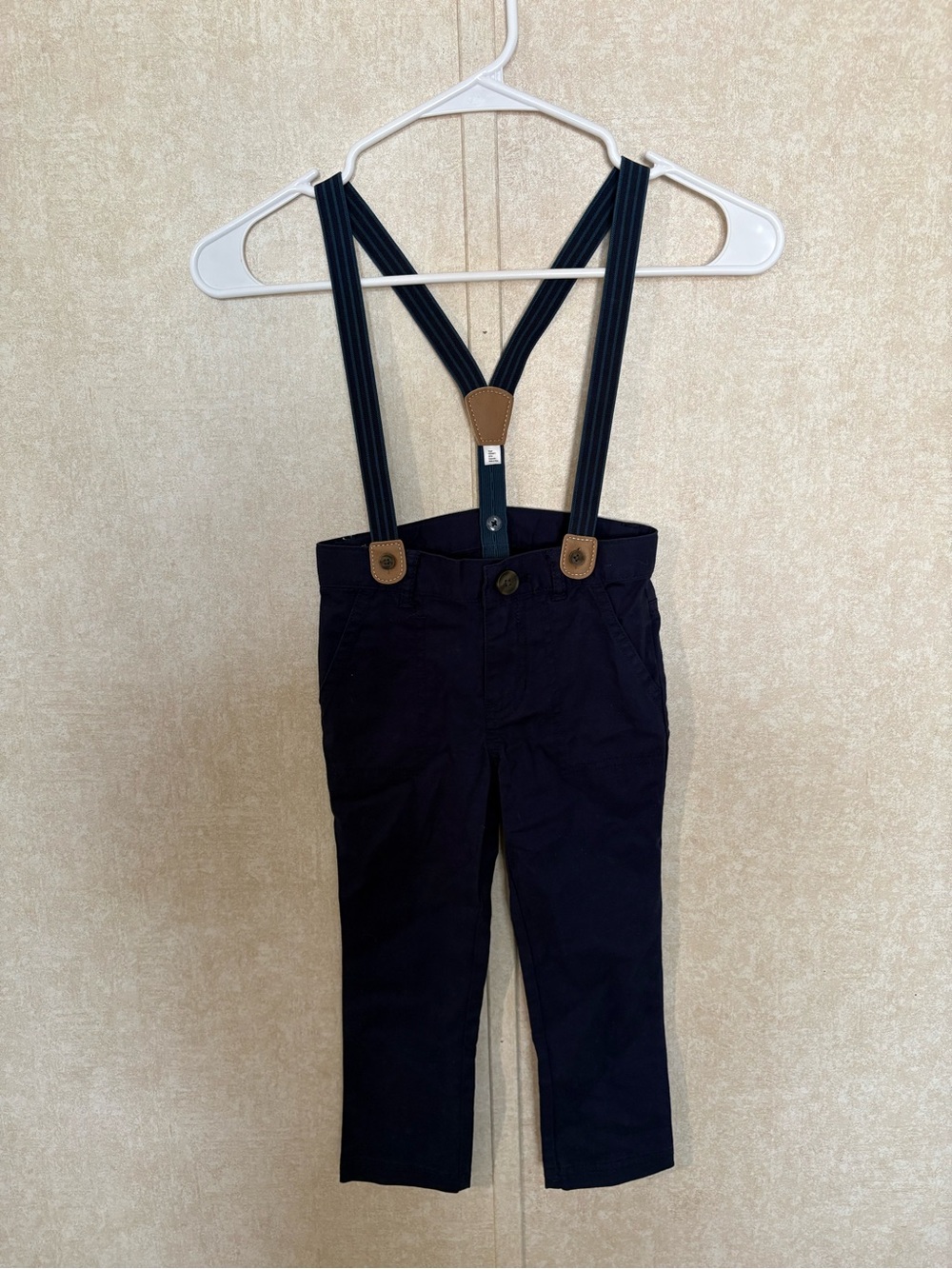 Target Navy Kids Pants with Striped Suspenders